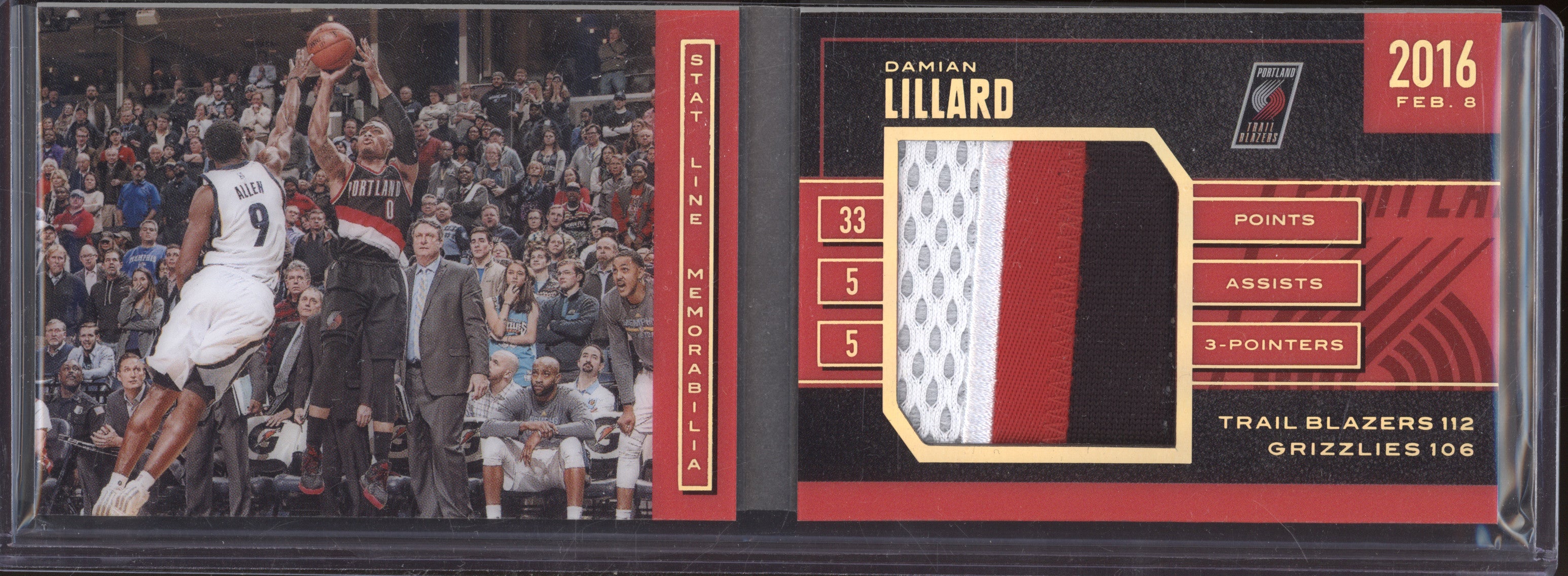 Damian Lillard 2015-16 Panini Preferred SL-L Stat Line Memorabilia Booklet 14/25