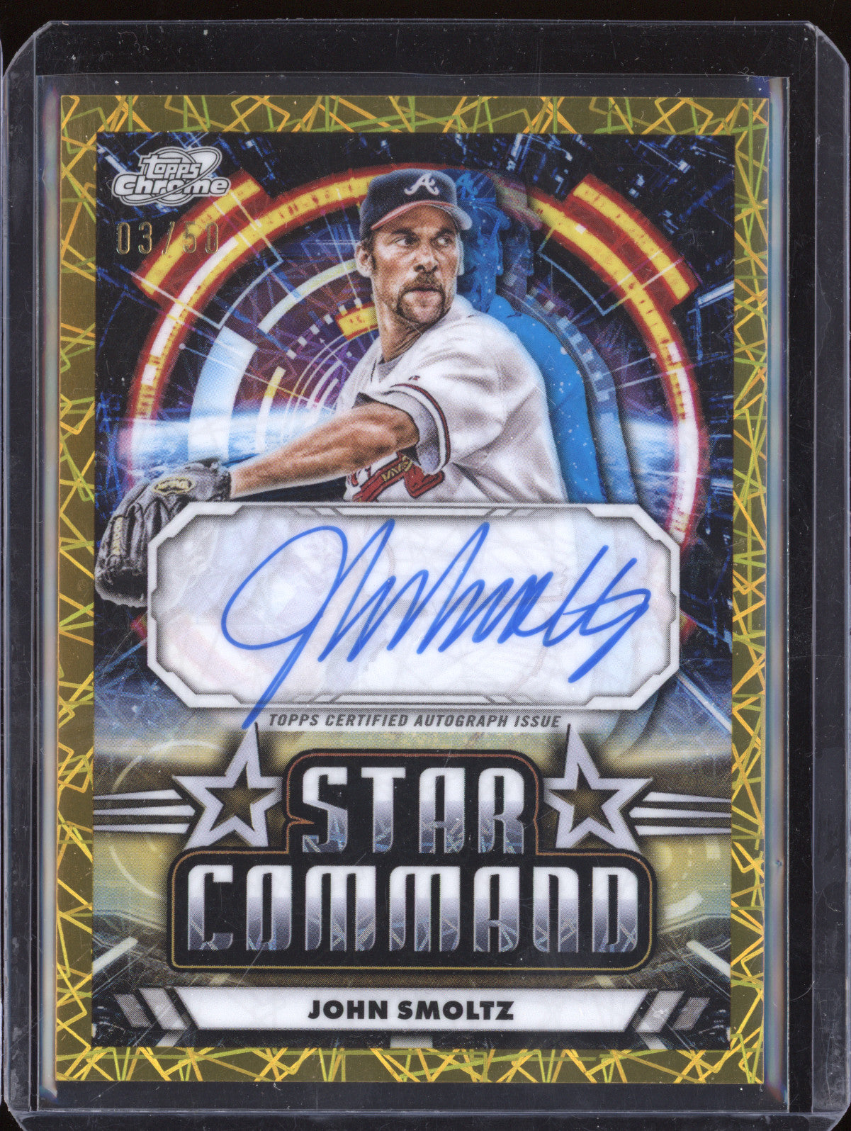 John Smoltz 2024 Topps Cosmic Chrome SCA-JSM Star Command Auto Gold 3/540