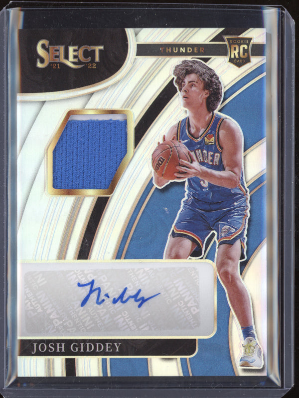 Josh Giddey 2021-22 Panini Select RJ-JGD Rookie Jersey Auto RC 27/199