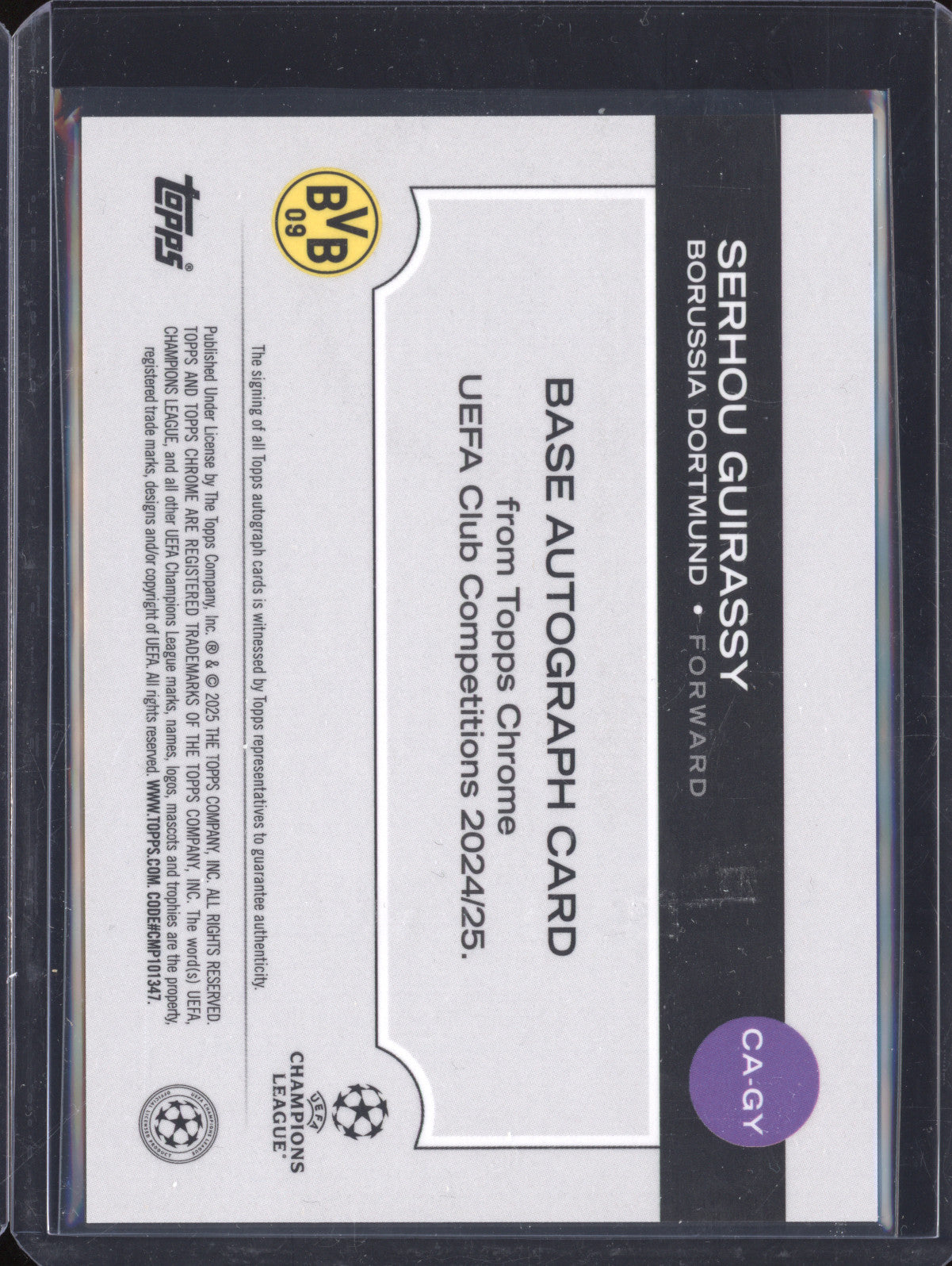 Serhou Guirassy 2024-25 Topps Chrome CA-GY Green Lava Refractor Auto 26/99