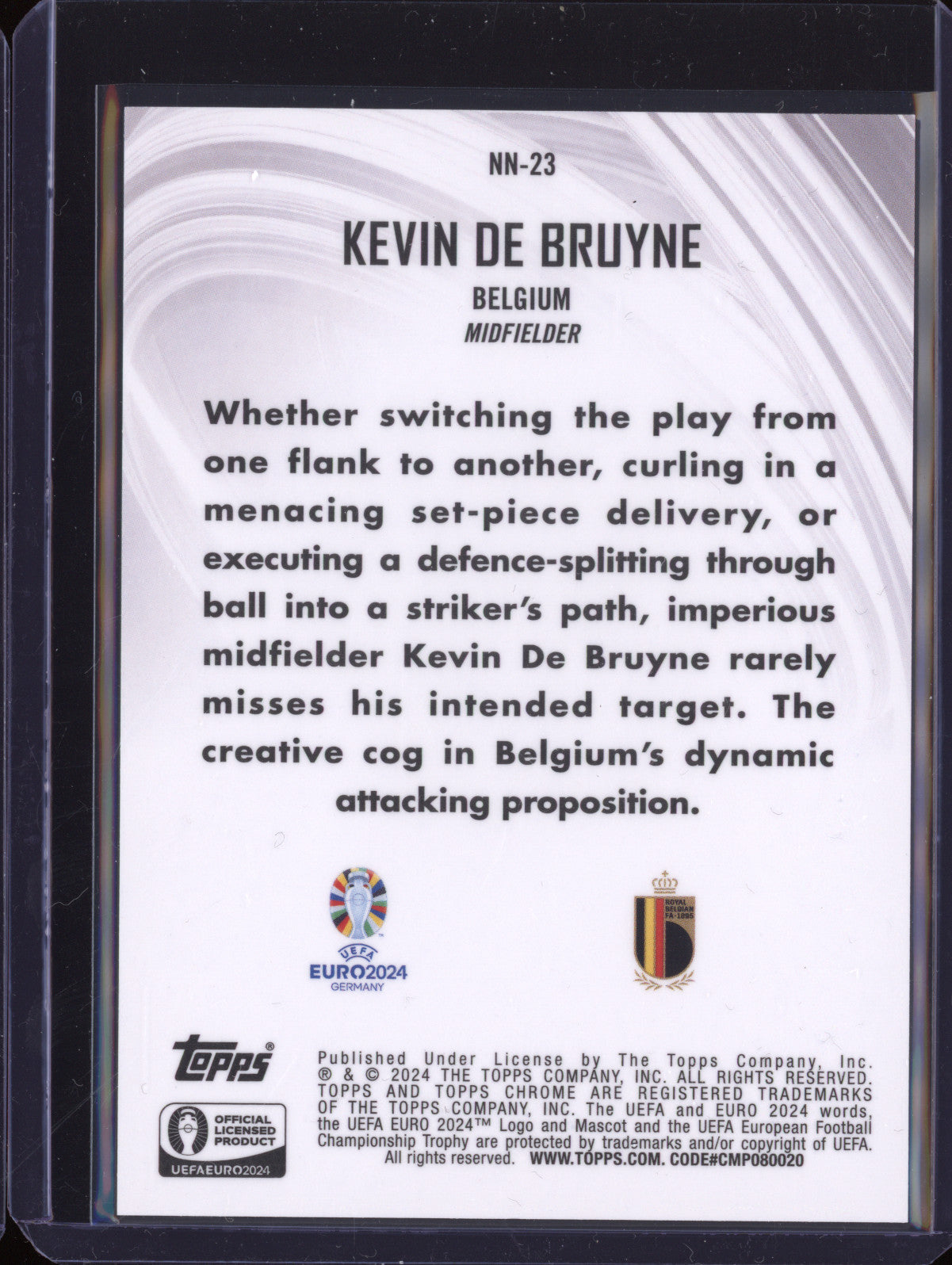 Kevin De Bruyne 2024 Topps Chrome Euro 2024 NN-23 Neon Nations Yellow