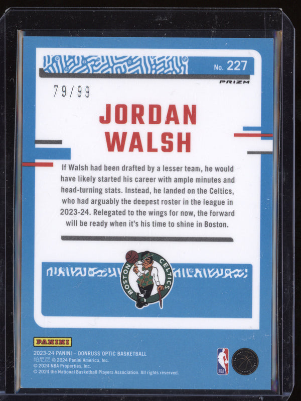 Jordan Walsh 2023-24 Panini Donruss Optic 227 Red/Gold International RC 79/99