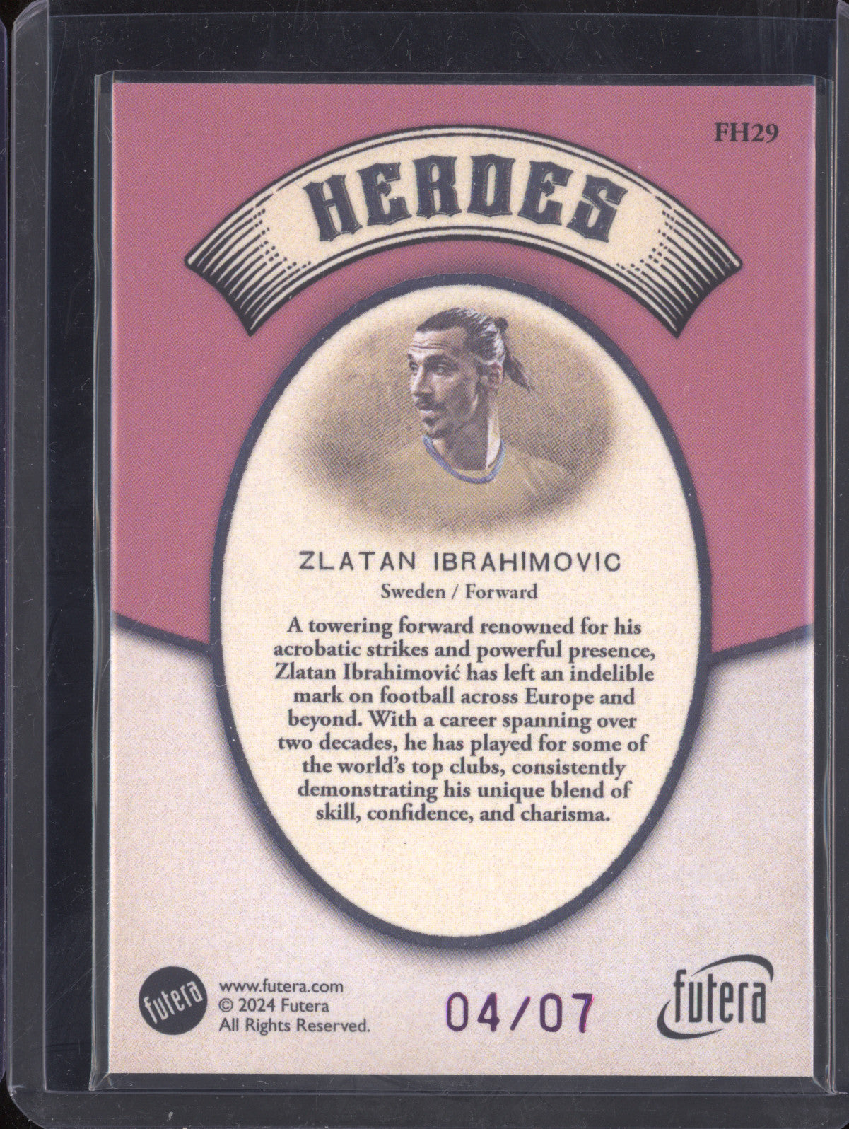 Zlatan Ibrahimovic 2024 Futera Vintage FH29 Heroes 4/7