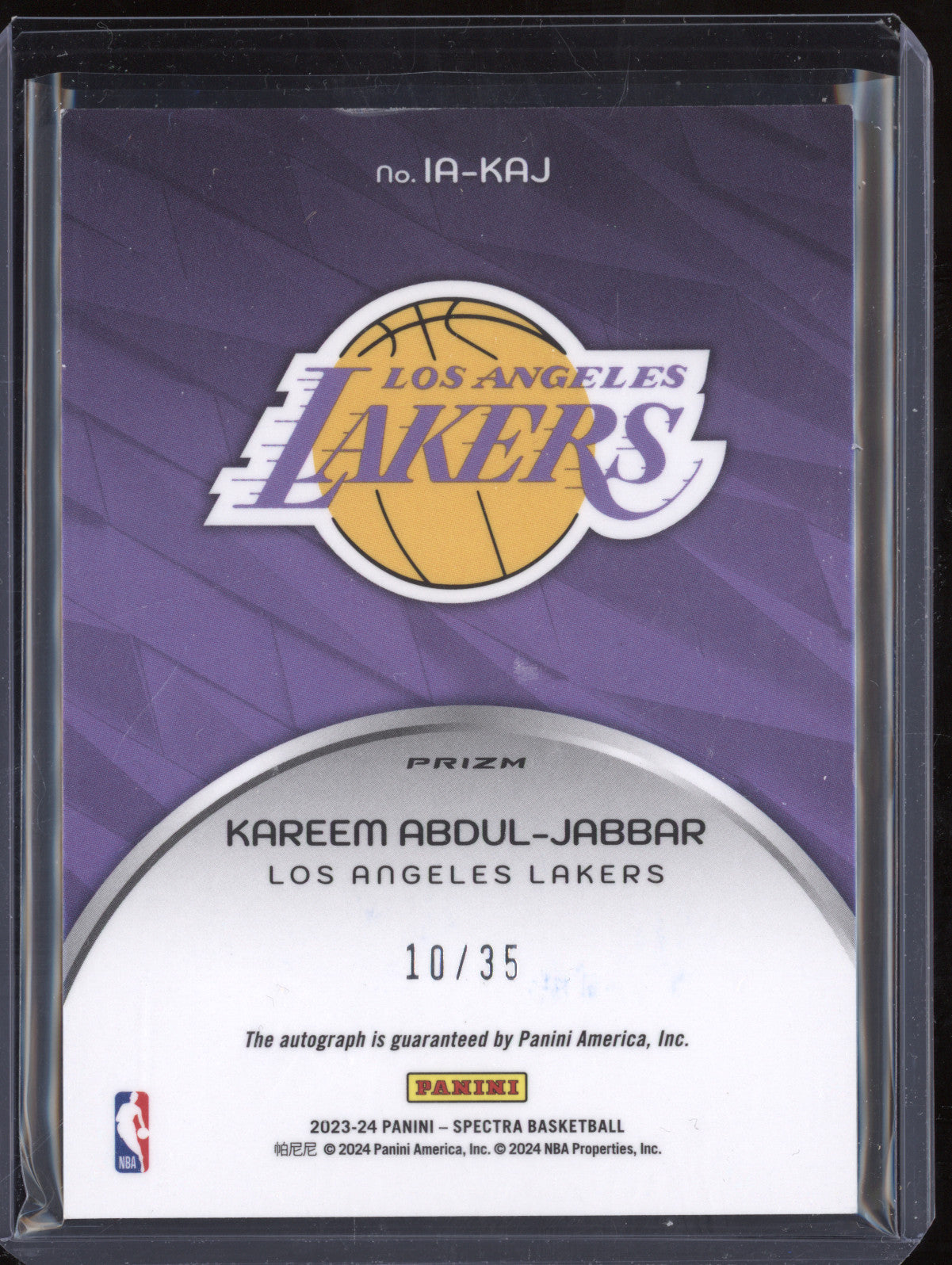 Kareem Abdul-Jabbar 2023-24 Panini Spectra IA-KAJ Icons Autograph 10/35