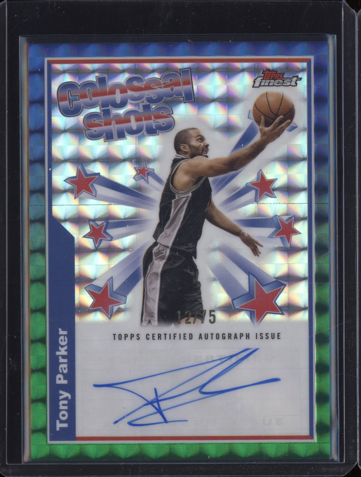 Tony Parker 2024-25 Topps Finest BSA-TP Colossal Shots Auto Green Geometric /75