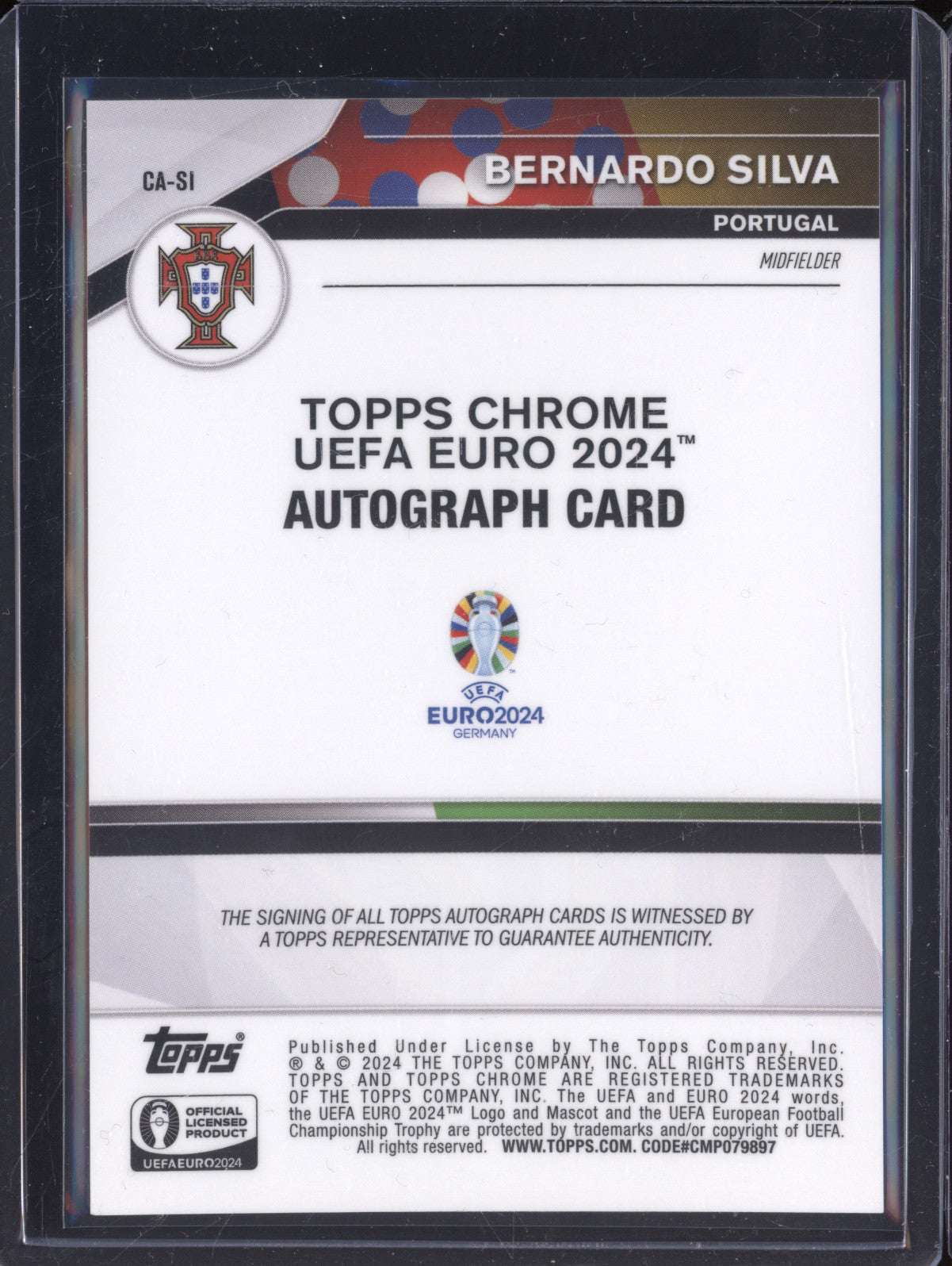 Bernardo Silva 2024 Topps Chrome UEFA Euro CA-SI Chrome Auto