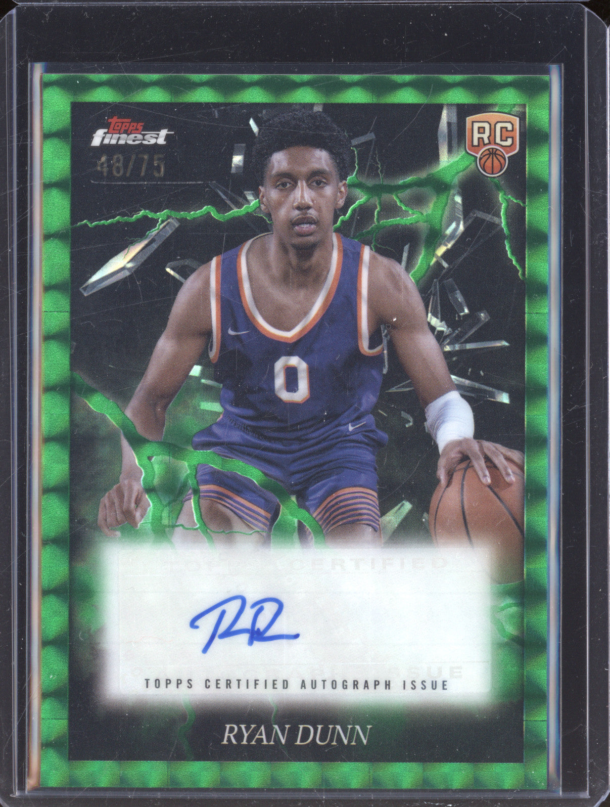 Ryan Dunn 2025 Topps Finest ES-RD Electrifying Signatures Green Geometric RC /75