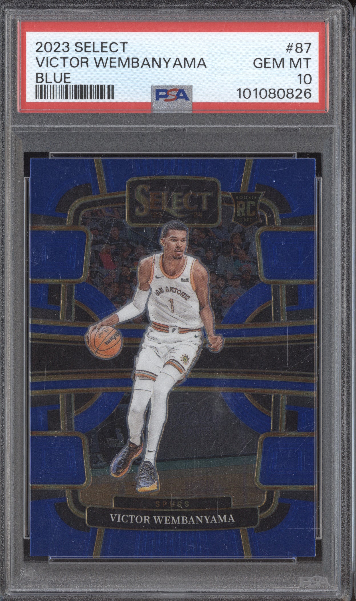 2023-24 Panini Select 87 Victor Wembanyama Blue RC PSA 10