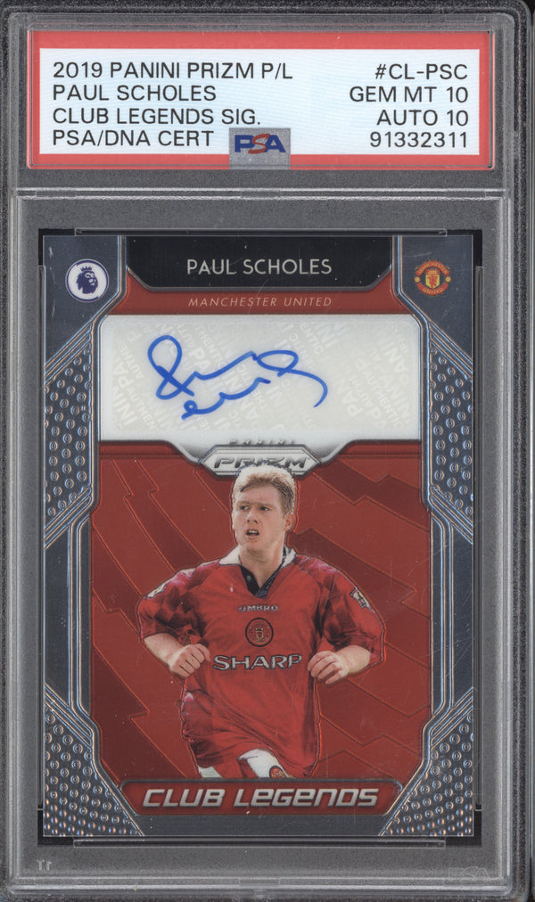 Paul Scholes 2019-20 Panini Prizm CL-PSC Club Legends Signatures PSA 10/10