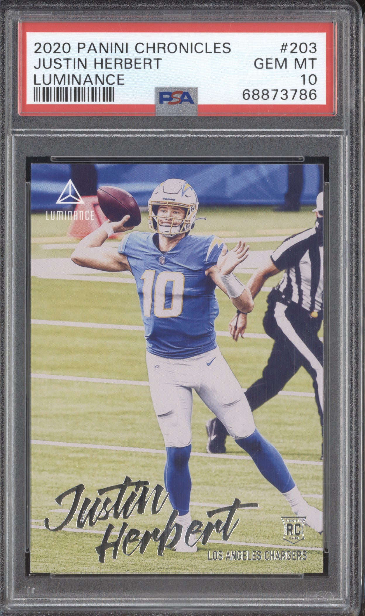 2020 Panini Chronicles 203 Justin Herbert Luminance RC PSA 10