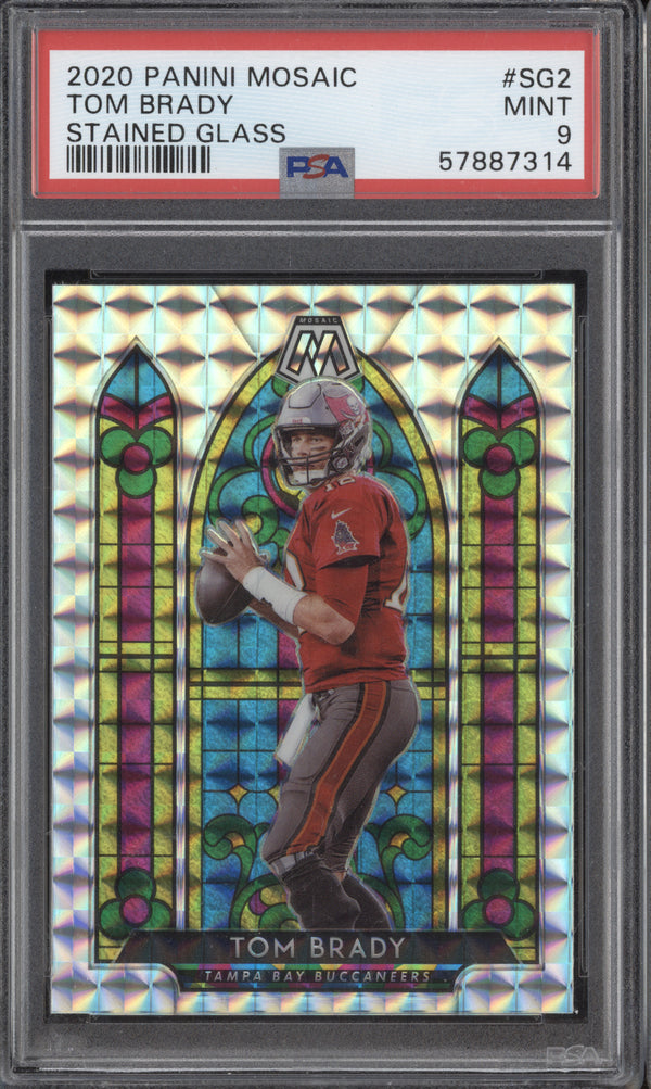 Tom Brady 2020 Panini Mosaic SG2 Stained Glass PSA 9