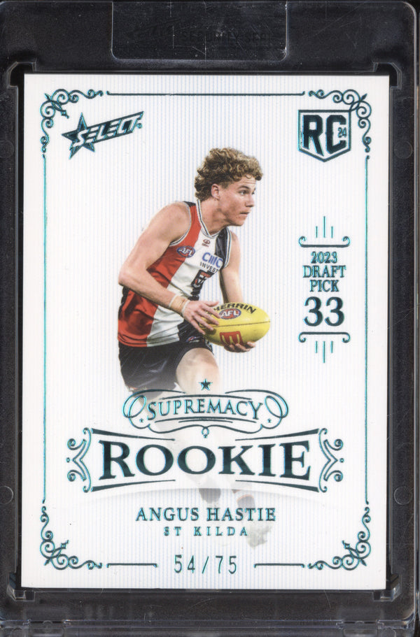 Angus Hastie 2024 Select Supremacy Rookies RPB33 Rookies Platinum Blue RC 54/75