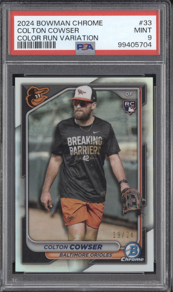 Colton Cowser 2024 Bowman Chrome 33 Color Run Variation RC 19/24 PSA 9