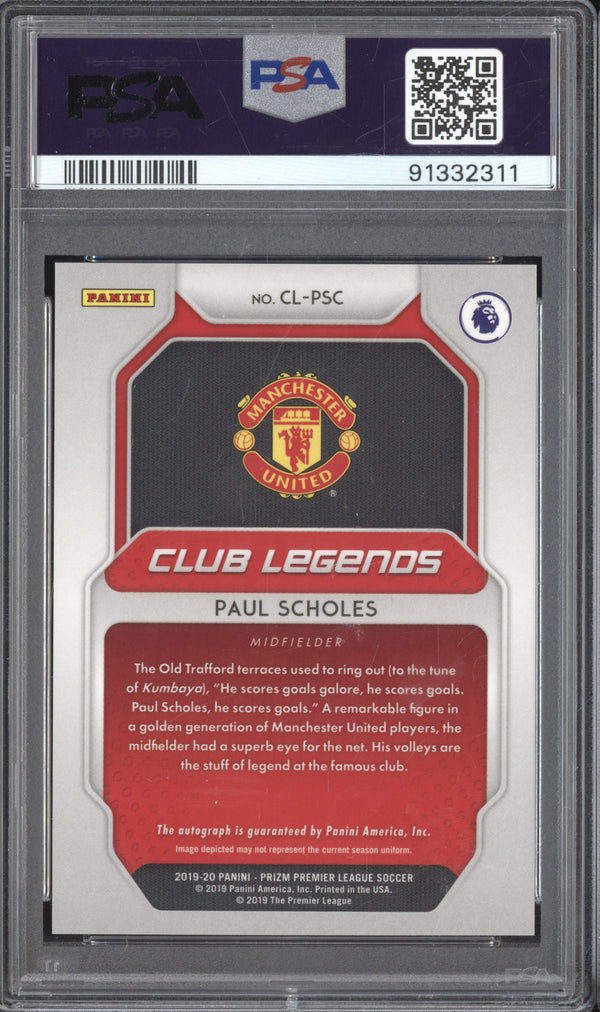 Paul Scholes 2019-20 Panini Prizm CL-PSC Club Legends Signatures PSA 10/10