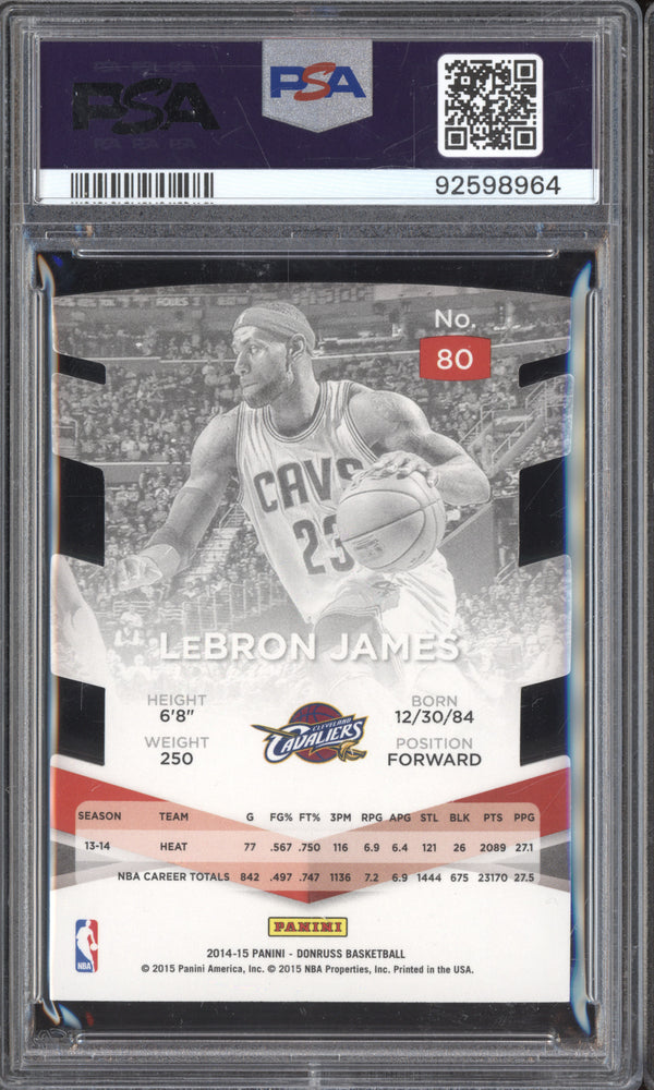 LeBron James 2014-15 Panini Donruss 80 Elite Status Die-Cut 76/77 PSA 9