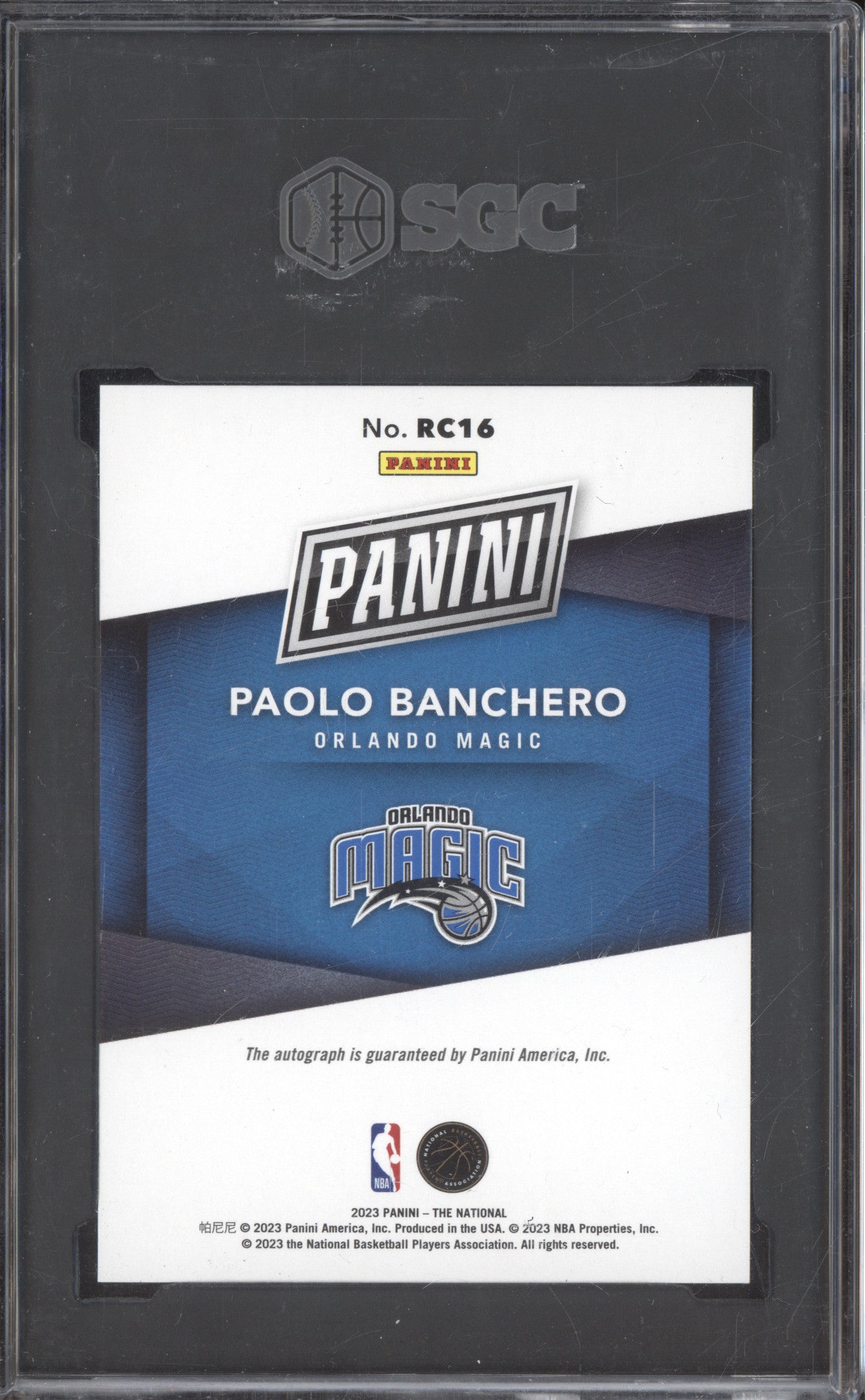 Paolo Banchero  Panini The National RC16 Rookies Autographed RC 1/5 SGC 9.5/10