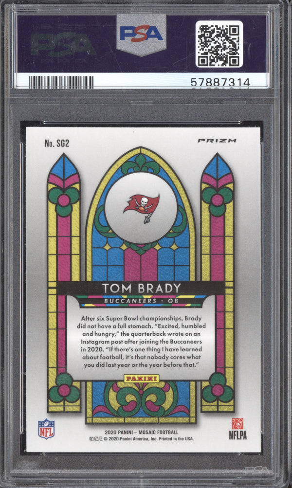 Tom Brady 2020 Panini Mosaic SG2 Stained Glass PSA 9