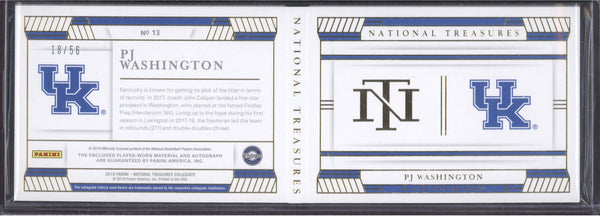 PJ Washington 2019 Panini NT Collegiate 13 Combo Player Signature Booklet RC /56