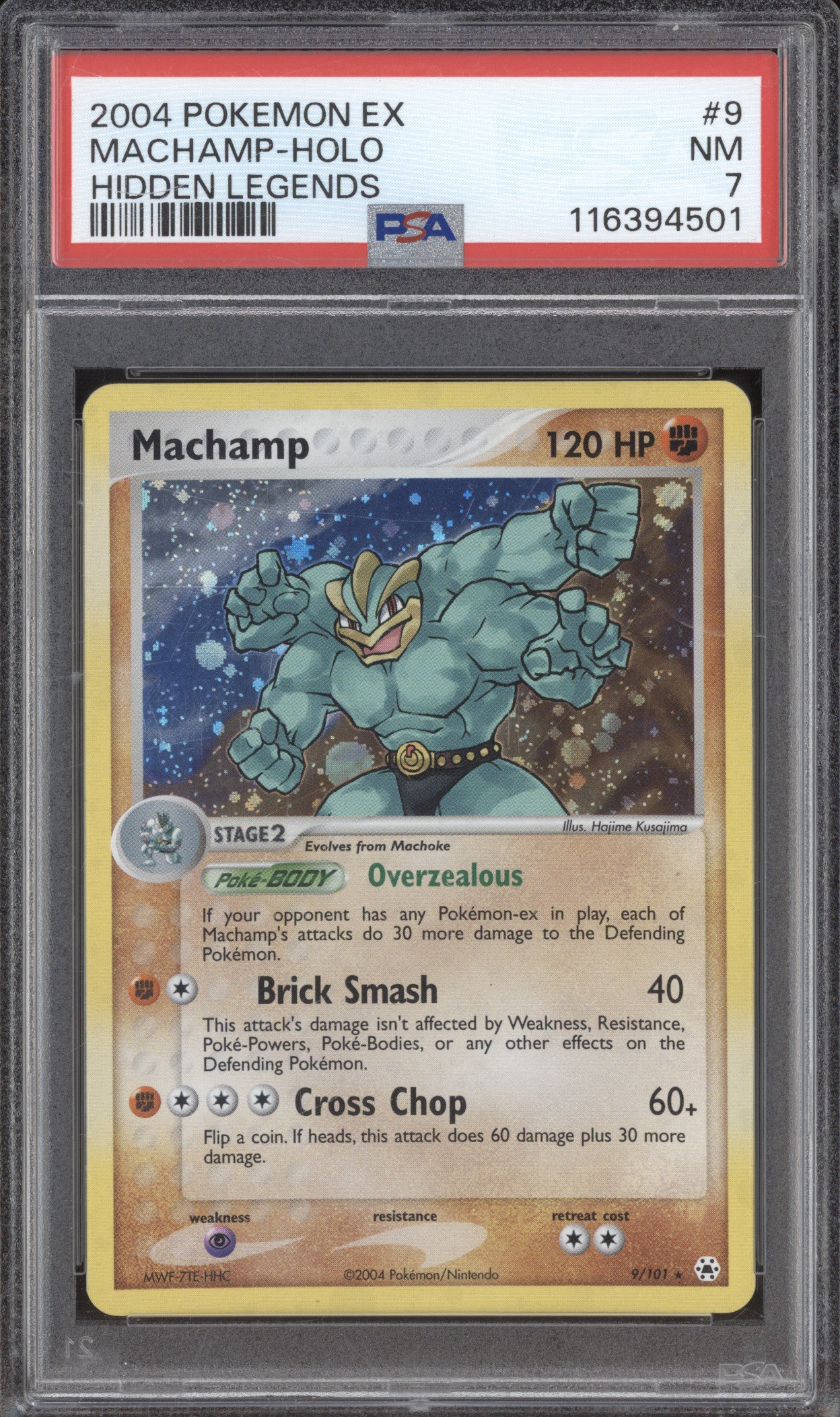 2004 Pokemon Hidden Legends 9/101 Machamp Holo PSA 7