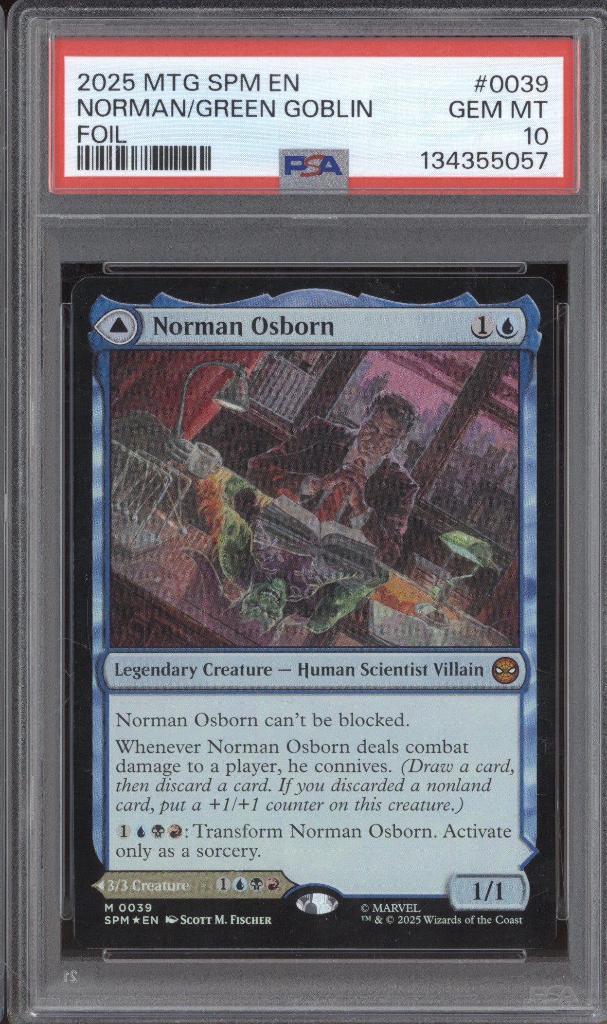 2025 MTG Marvel Spider-Man 0039 Norman Osborn Green Goblin Foil PSA 10