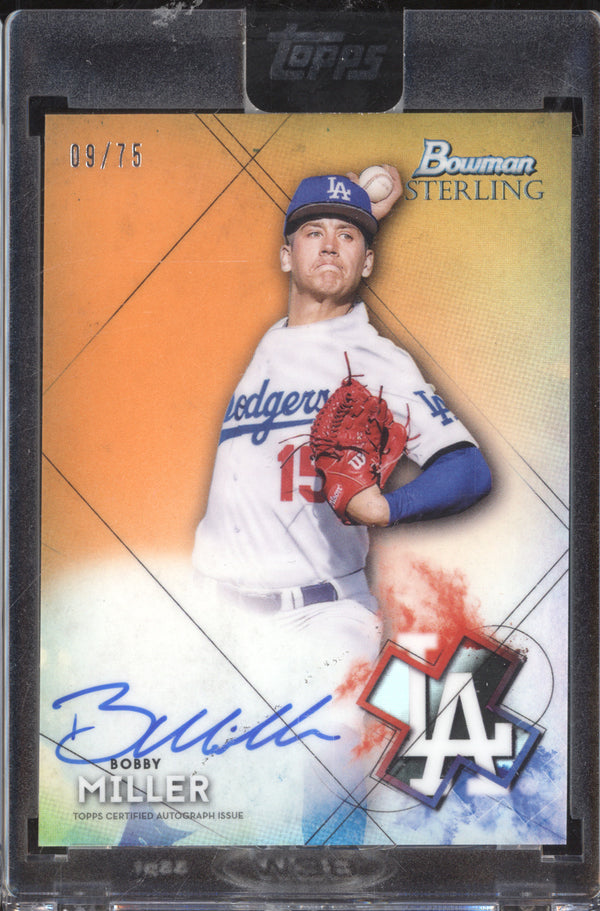 Bobby Miller 2021 Bowman Sterling BSPA-BM Prospect Auto Orange Refractor RC 9/75