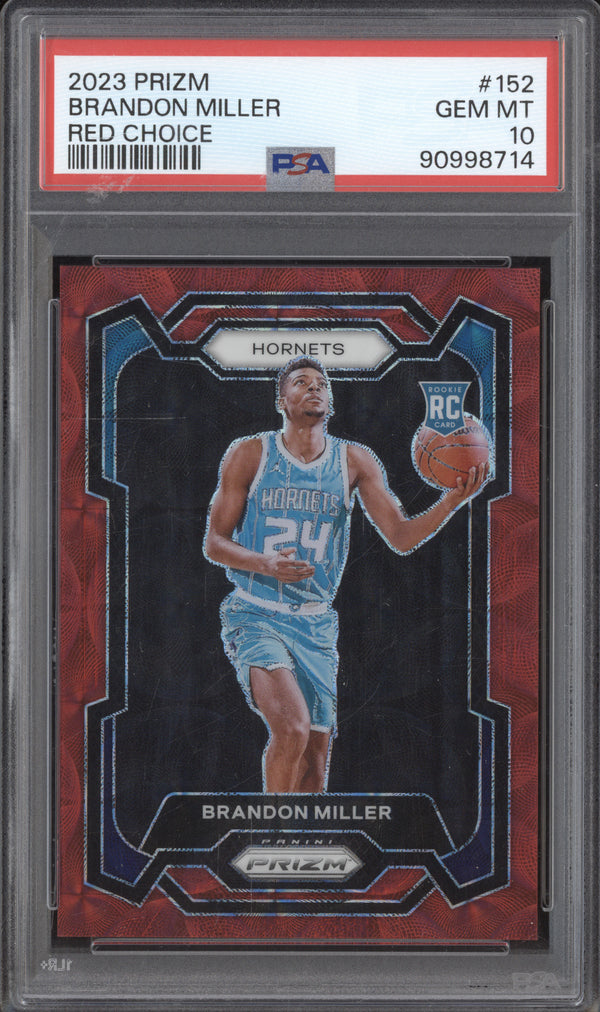 Brandon Miller 2023-24 Panini Prizm 152 Red Choice RC 30/88 PSA 10