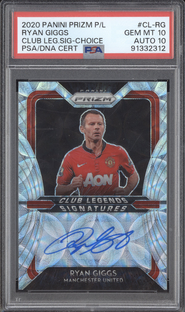 Ryan Giggs 2020-21 Panini Prizm CL-RG Club Legends Signatures Choice PSA 10/10