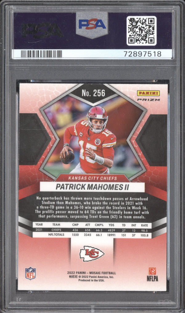 Patrick Mahomes II 2022 Panini Mosaic 256 Camo Pink PSA 10