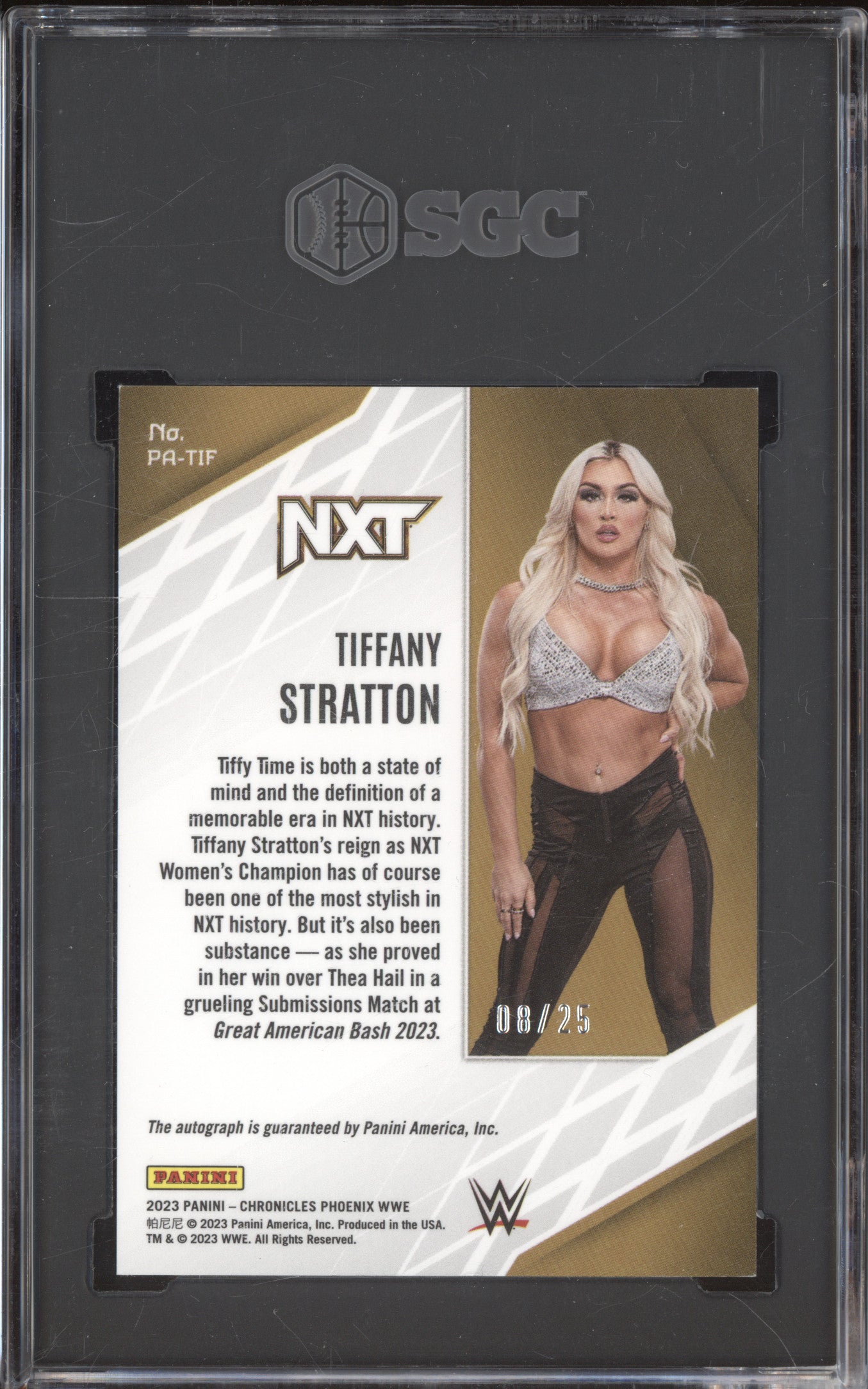 Tiffany Stratton 2023 Panini Chronicles PA-TIF Phoenix Auto Mojo 8/25 SGC 9/10