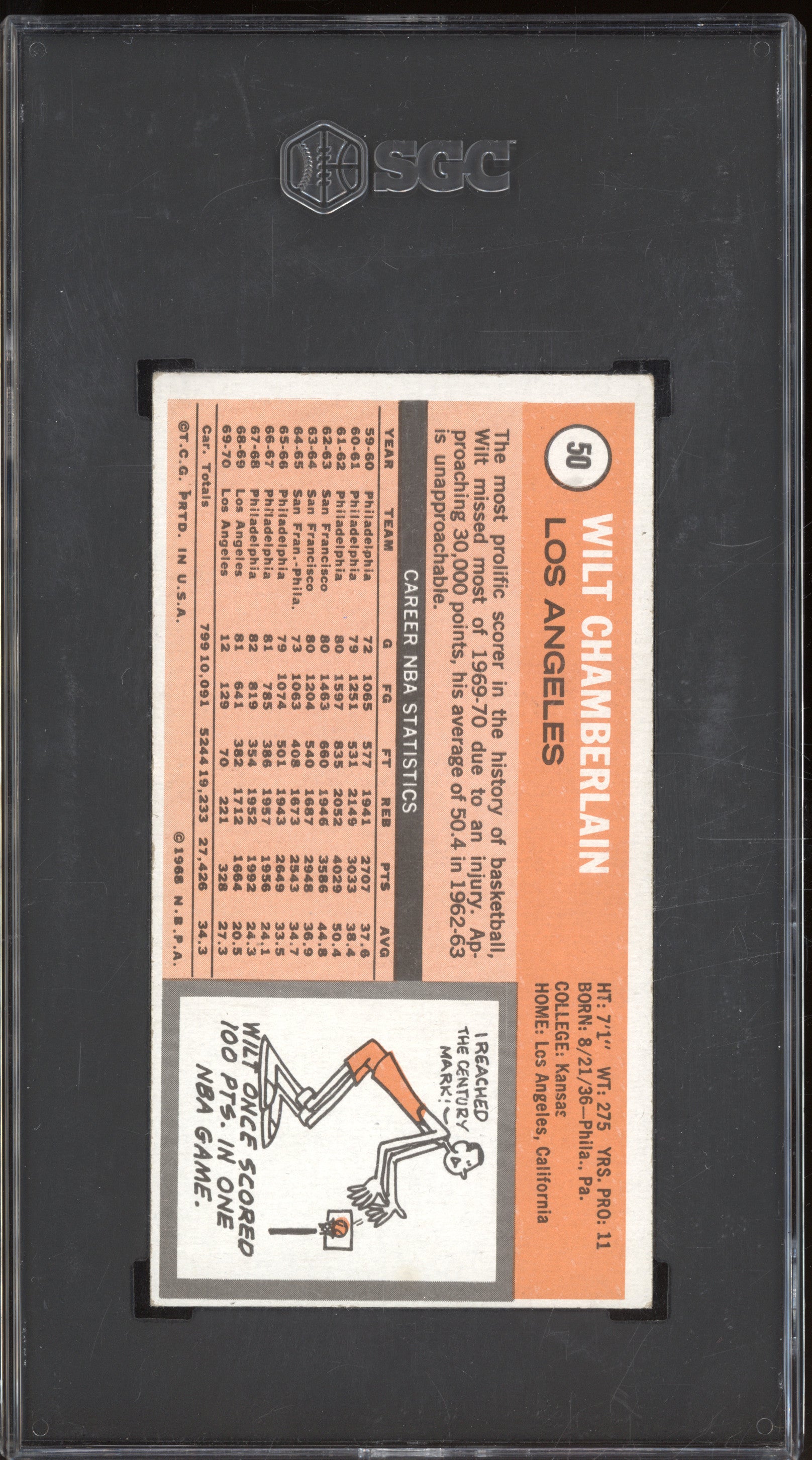Wilt Chamberlain 1970-71 Topps  50 SGC 5