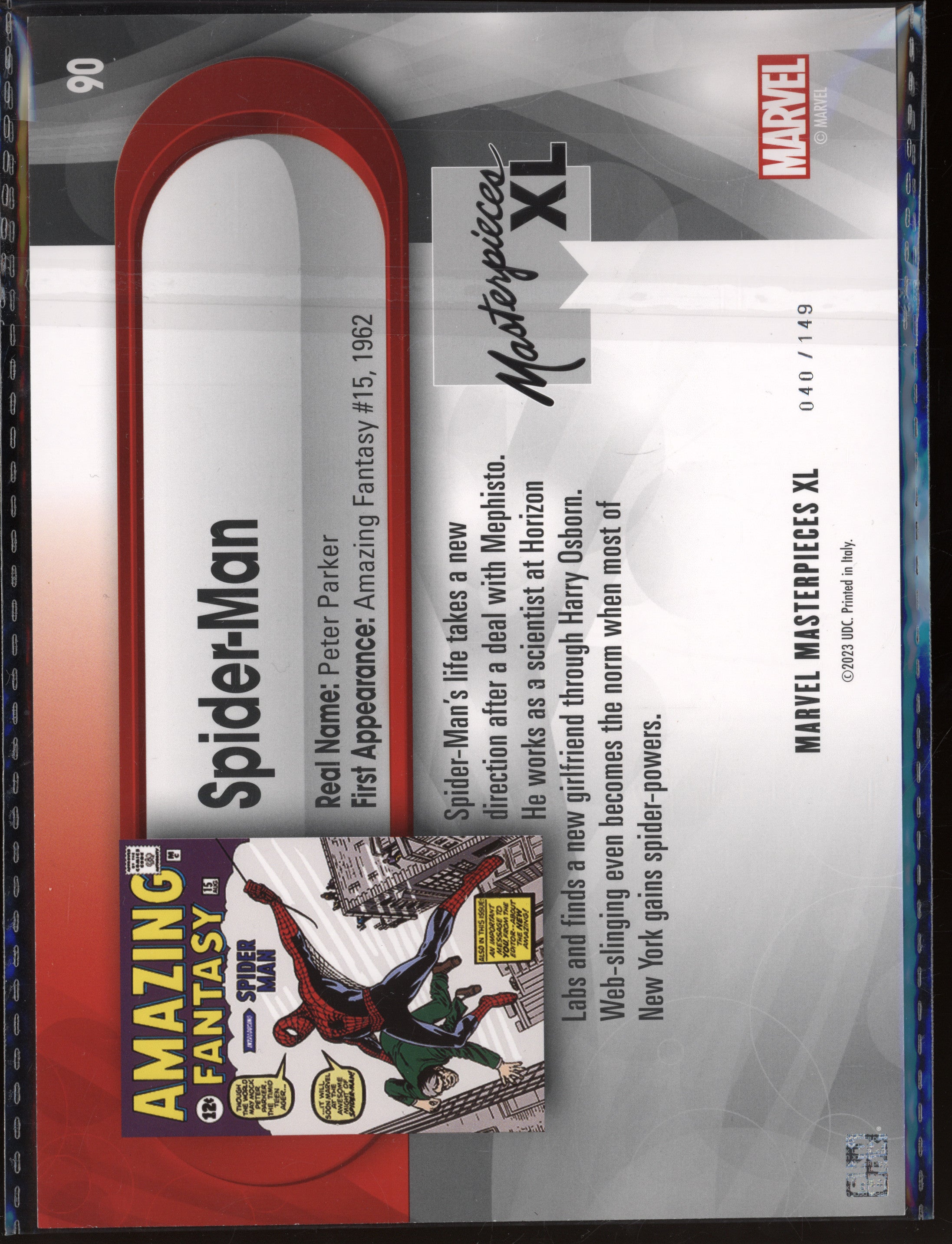 Spider-Man 2023 Skybox Masterpieces XL 90 Silver SP Foil 40/149