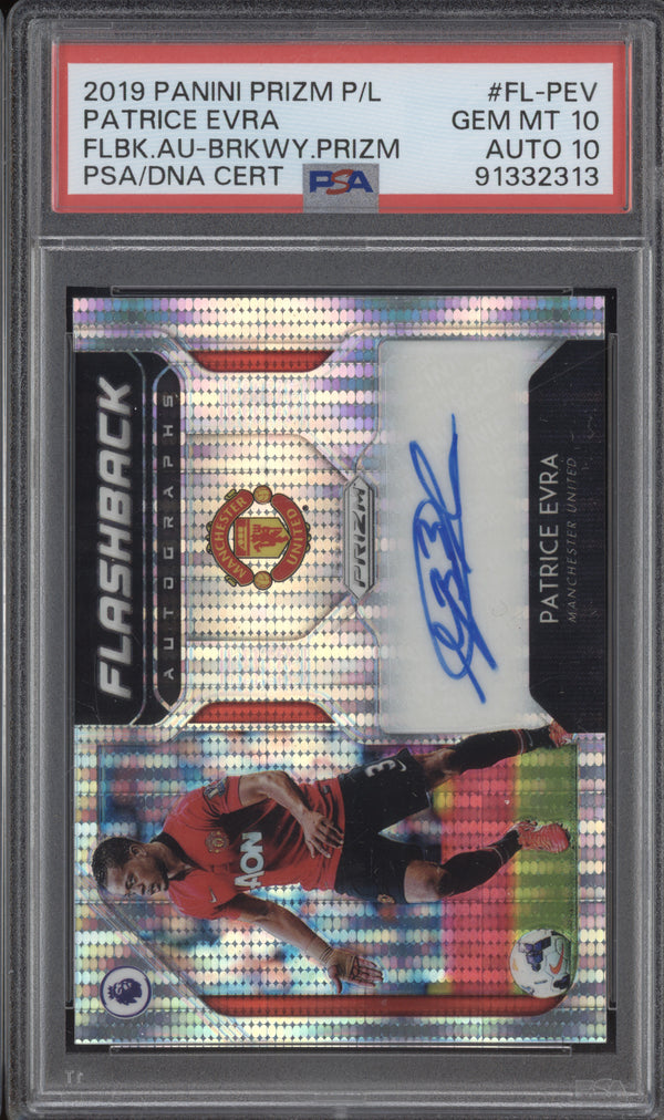 Patrice Evra 2019-20 Panini Prizm Flashback Auto Breakaway 45/50 PSA 10/10