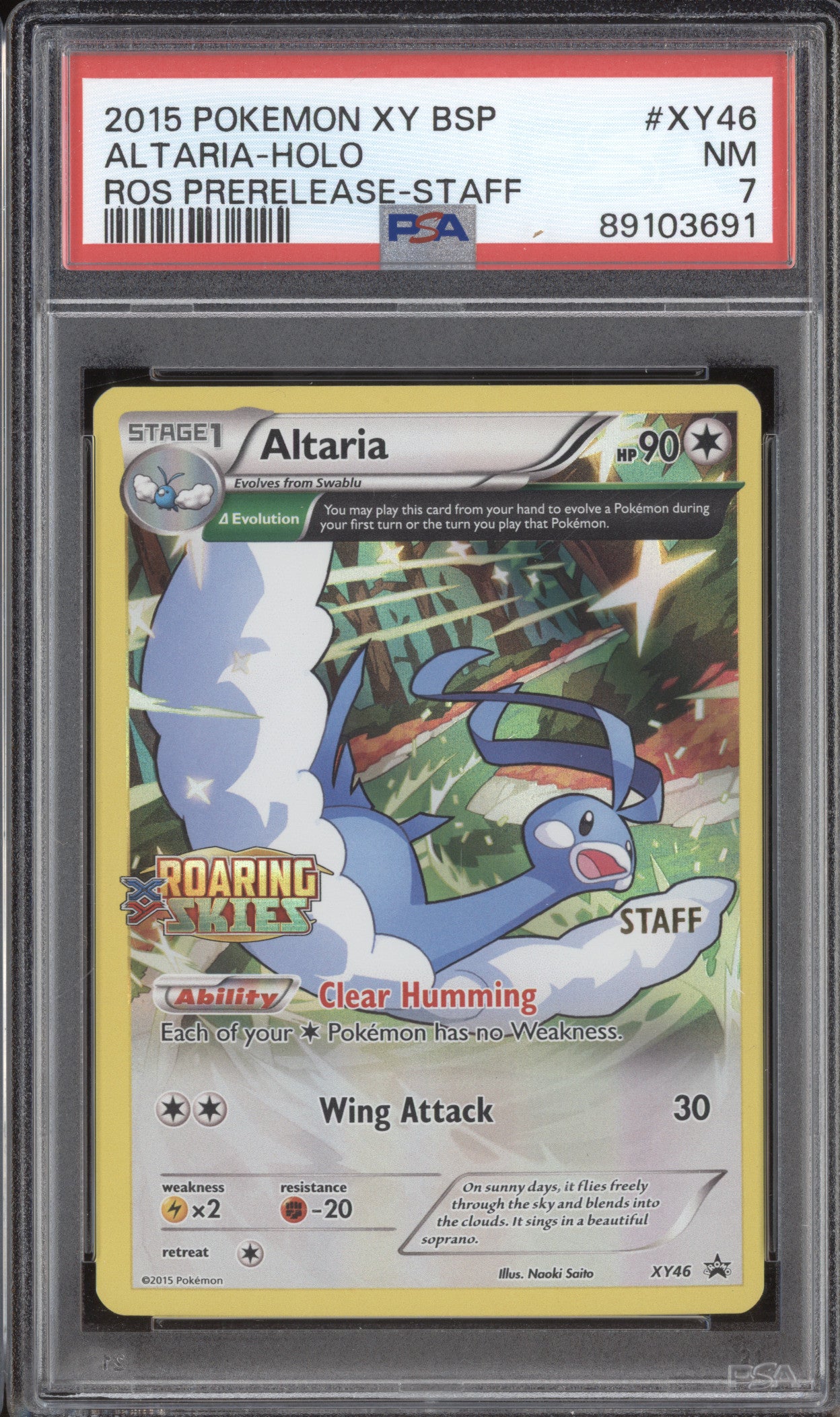 Altaria Holo 2015 Pokemon Roaring Skies XY46 Prerelease Staff Promo PSA 7