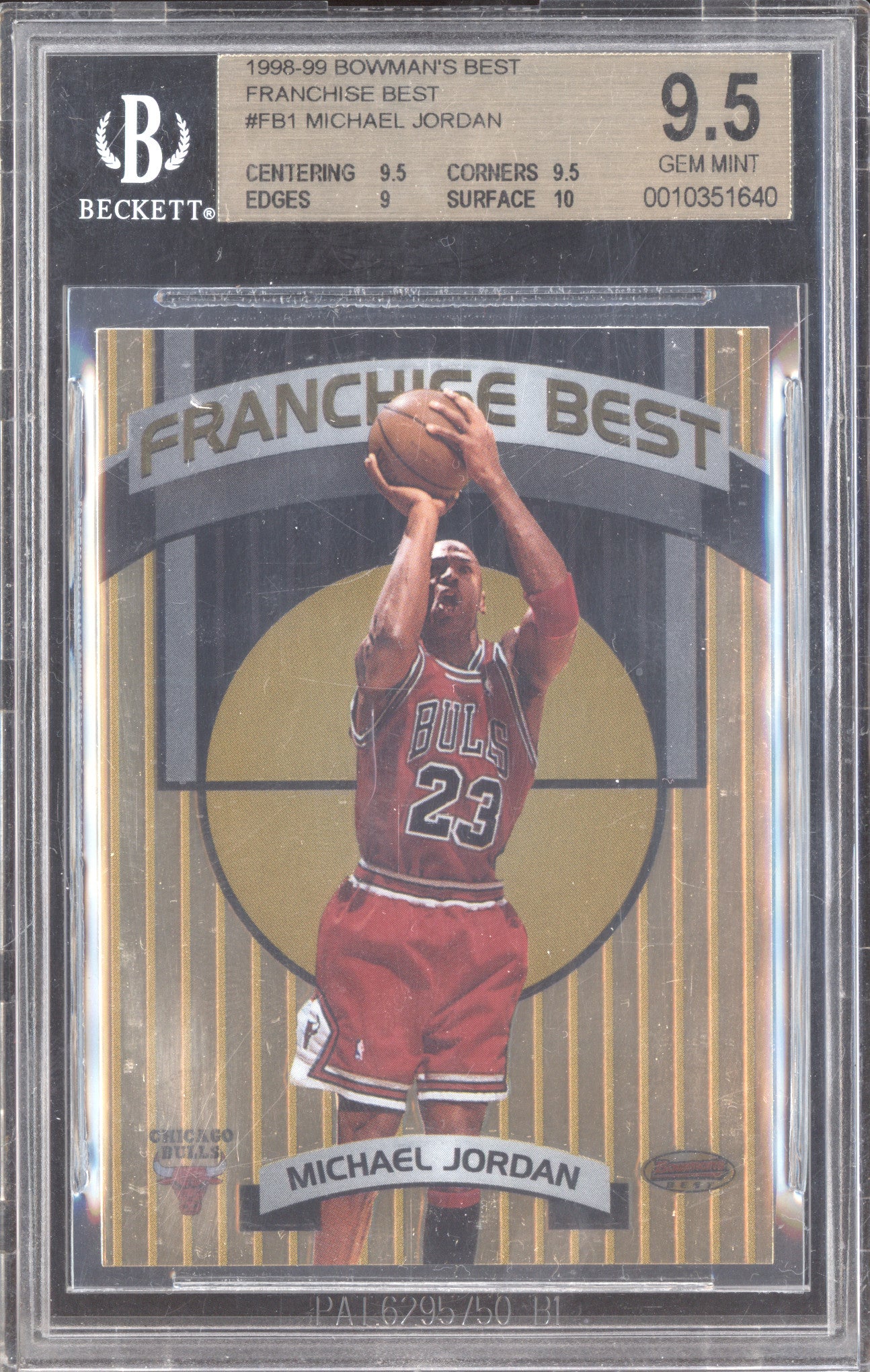 Michael Jordan 1998-99 Bowman's Best FB1 Franchise Best BGS 9.5