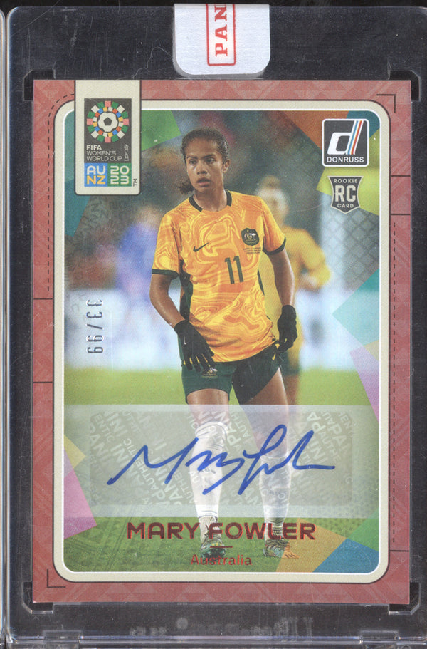 Mary Fowler 2023 Panini Donruss Women's World Cup 209 SP Auto Red RC 33/99