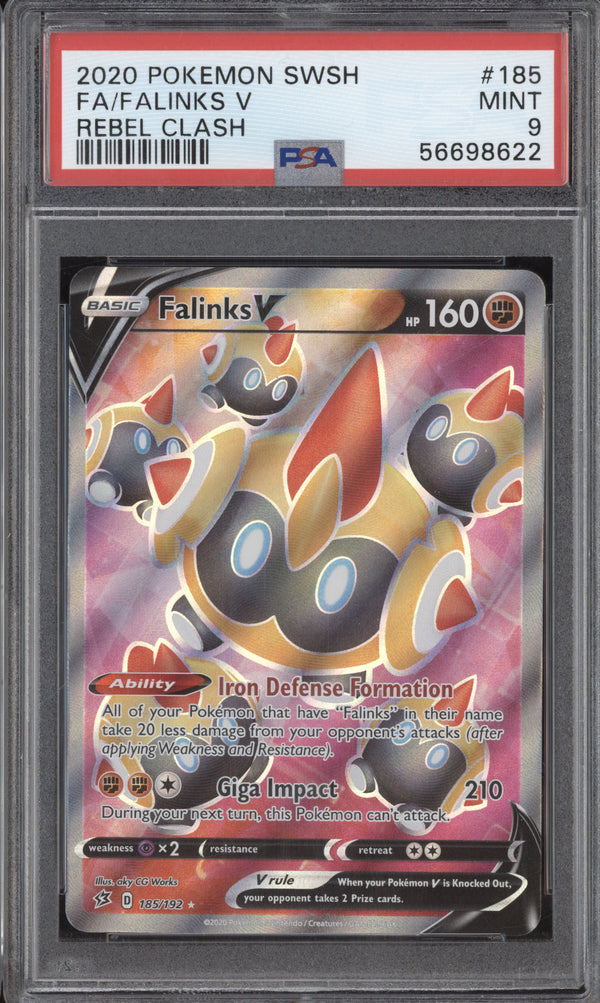 Falinks V 2020 Pokemon Rebel Clash 185/192 Ultra Rare PSA 9