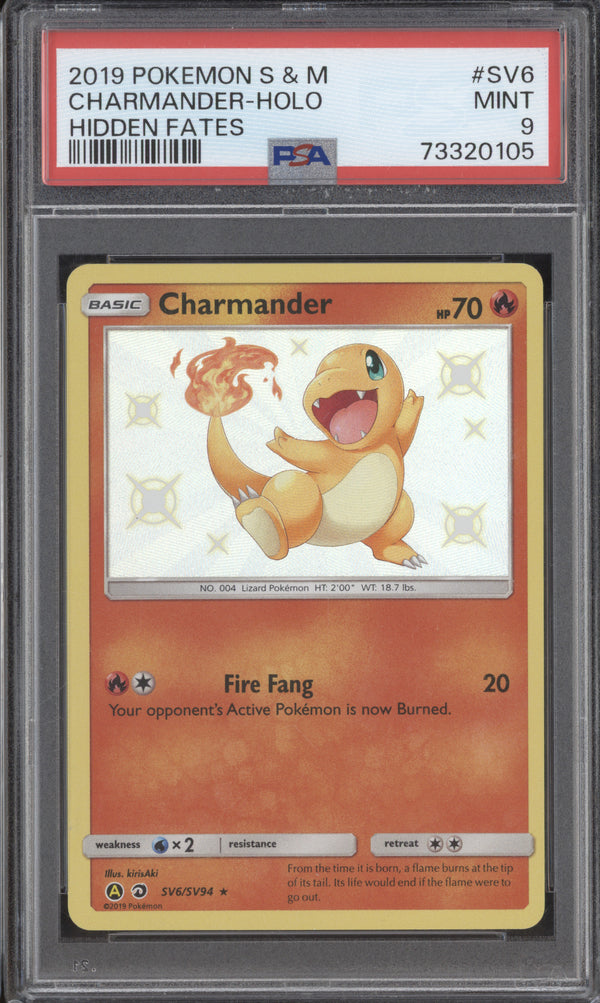 Charmander 2019 Pokemon Hidden Fates SV6 Holo PSA 9