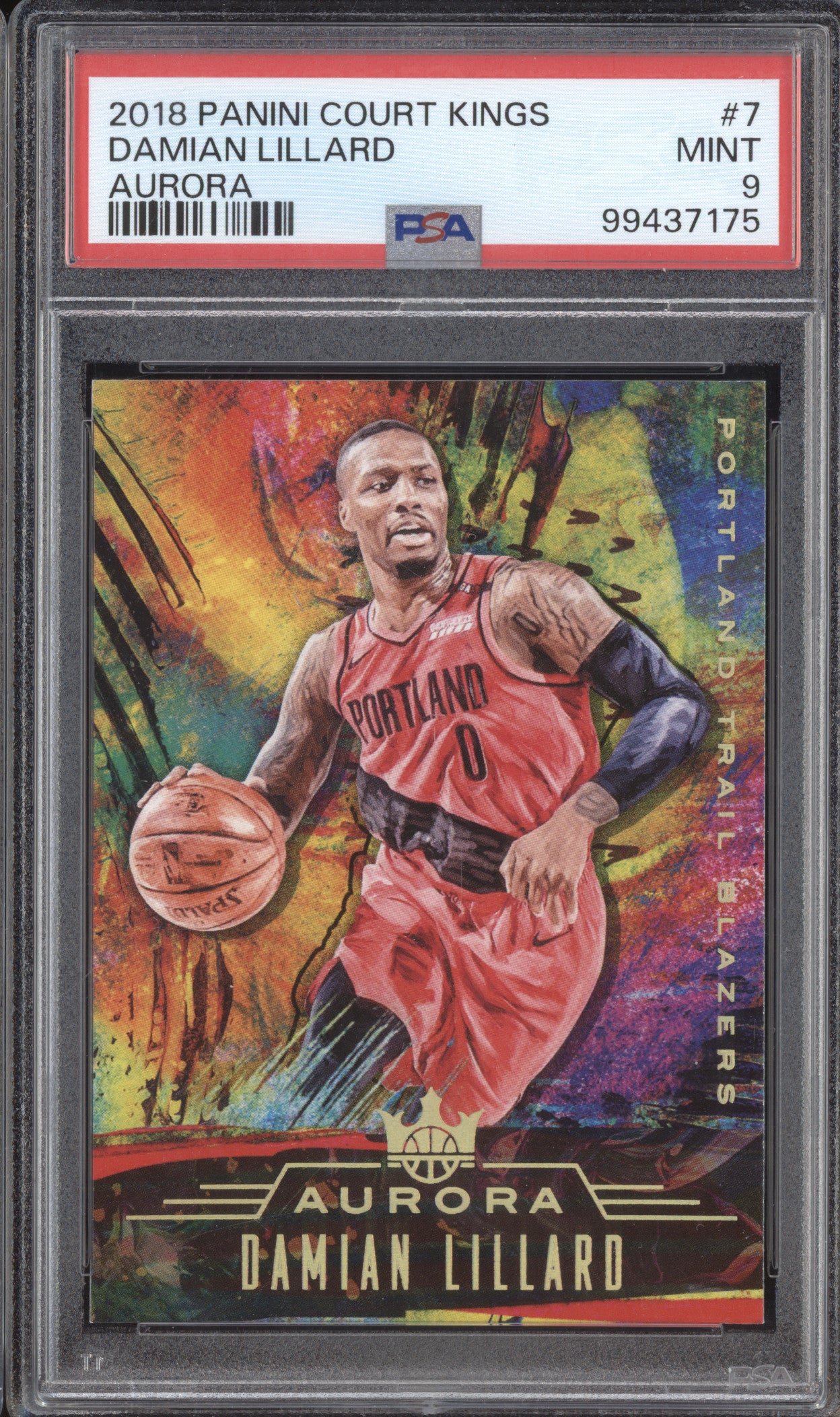 Damian Lillard 2018-19 Panini Court Kings 7 Aurora PSA 9