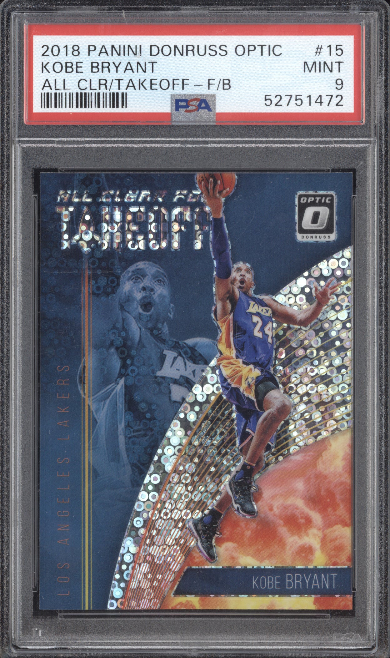 Kobe Bryant 2018-19 Panini Donruss Optic All Clear for Takeoff Fast Break PSA 9