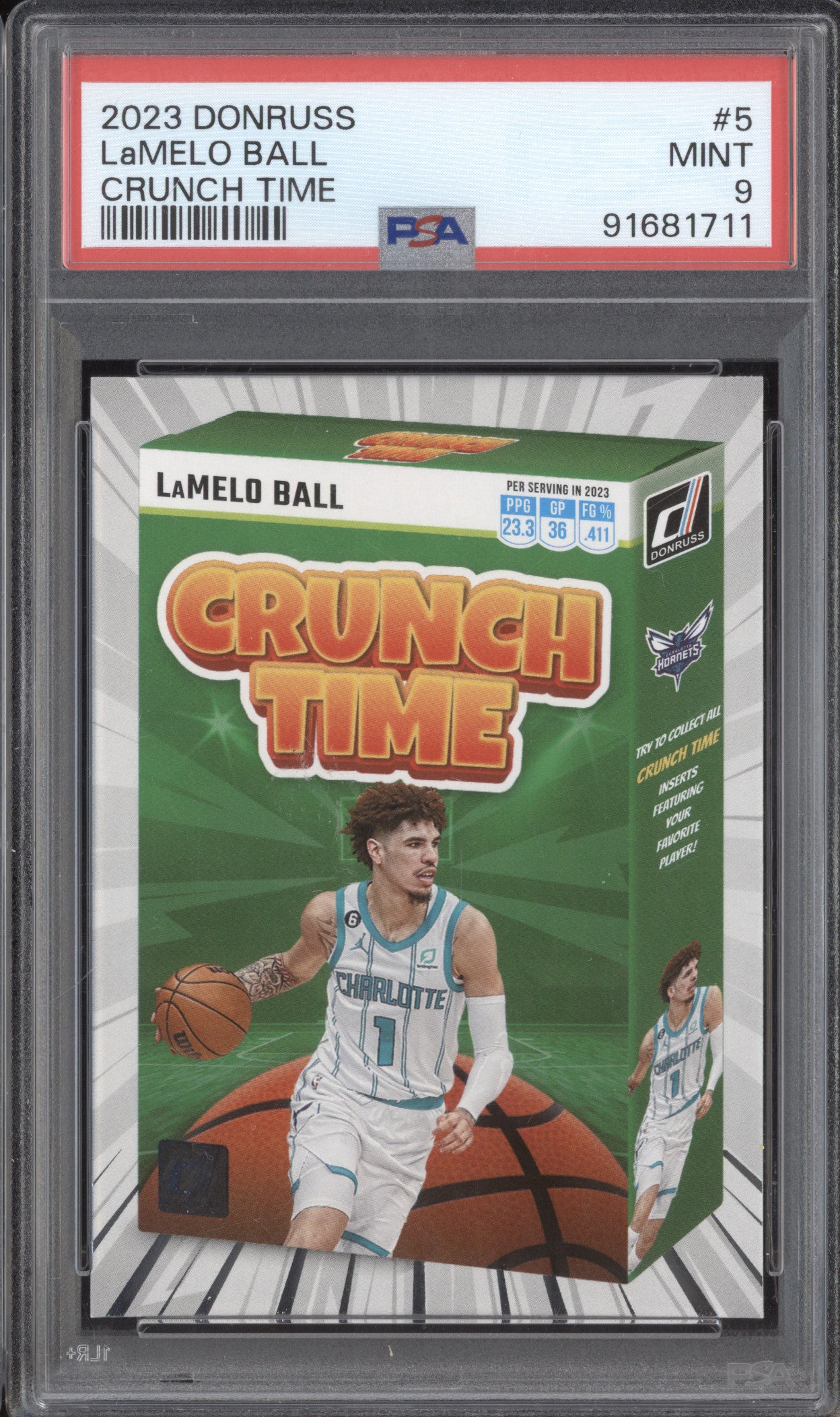 LaMelo Ball 2023-24 Panini Donruss 5 Crunch Time PSA 9