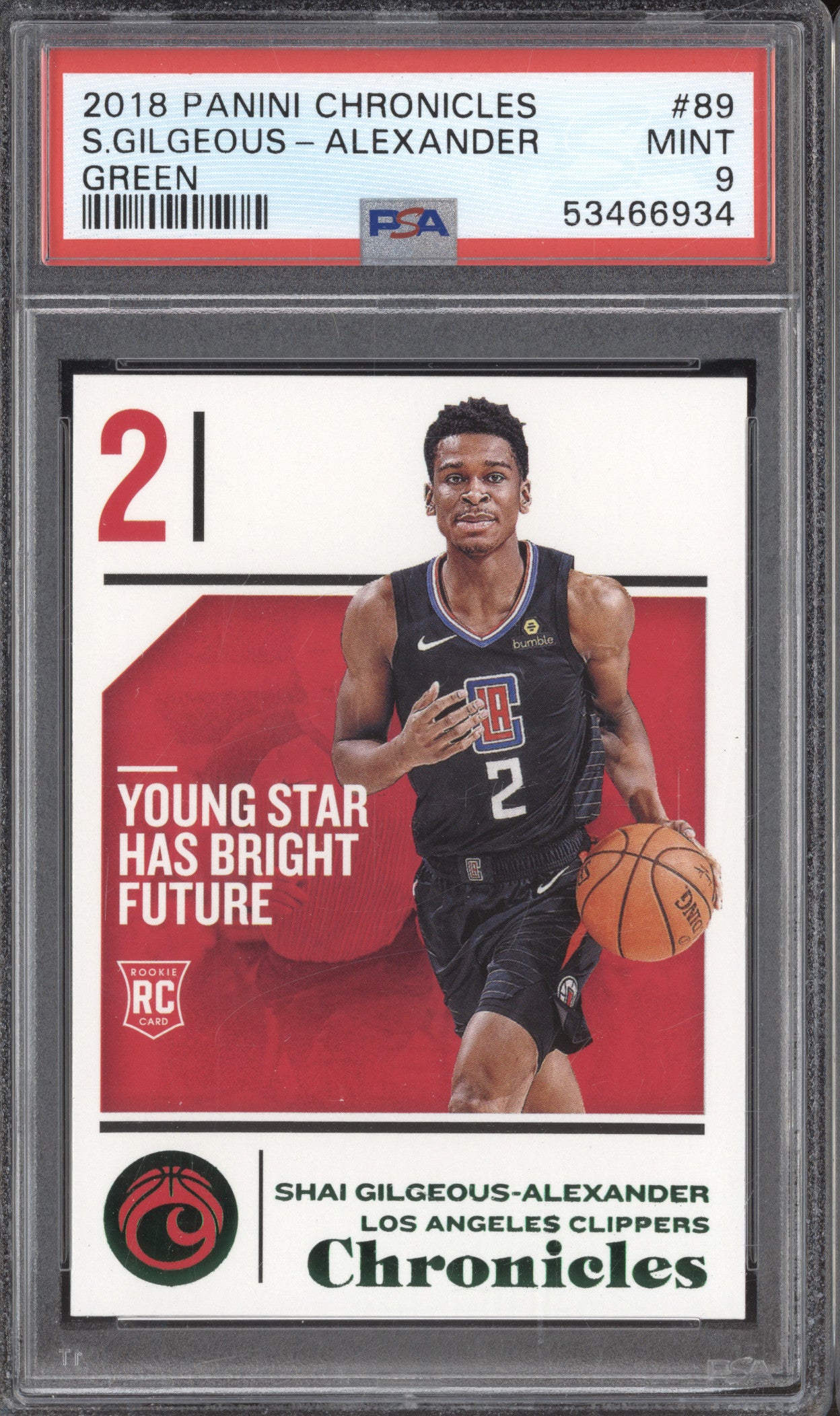 2018-19 Panini Chronicles 89 Shai Gilgeous-Alexander Green RC PSA 9