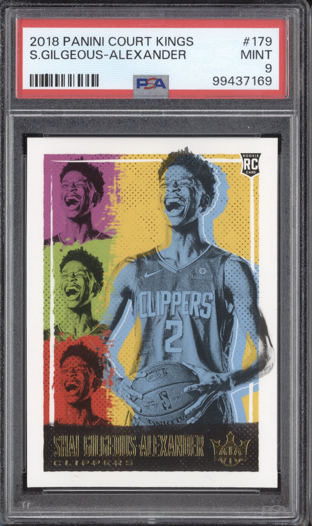 Shai Gilgeous-Alexander 2018-19 Panini Court Kings 179 Level III RC PSA 9