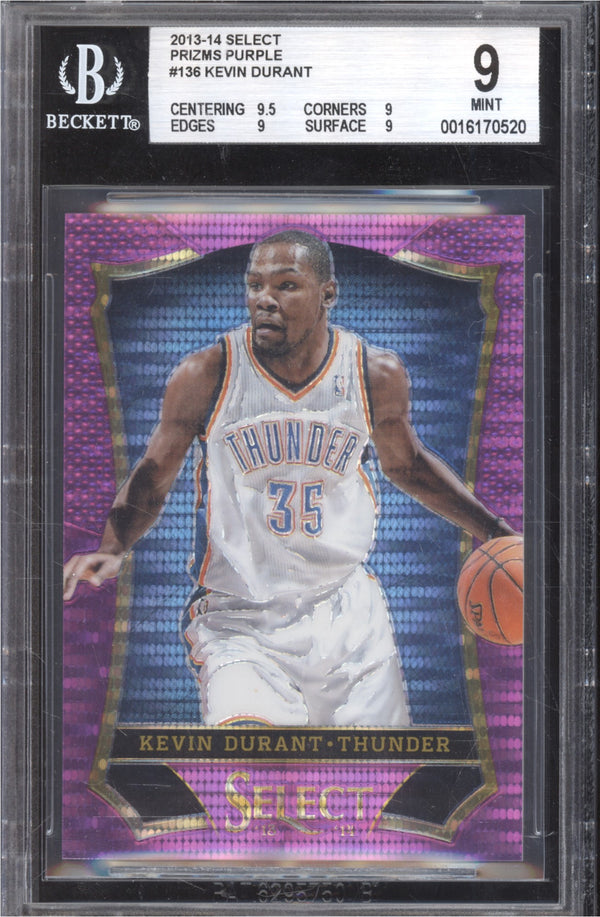 Kevin Durant 2013-14 Panini Select 136 Purple Pulsar 31/99 BGS 9