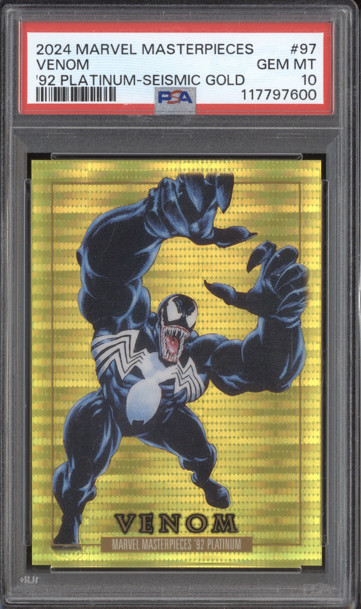 Venom 2024 SkyBox Marvel Masterpieces 97 Seismic Gold 86/92 PSA 10
