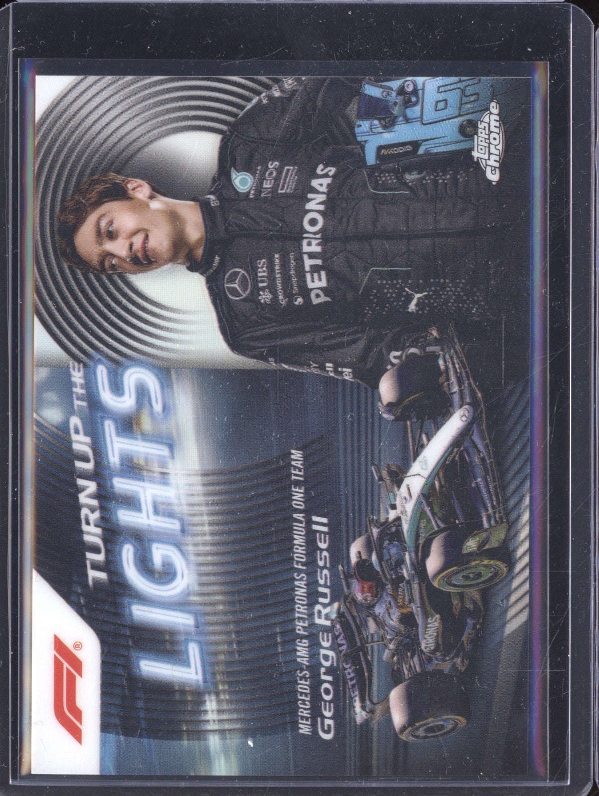 George Russell 2024 Topps Chrome TUTL-3 Turn Up the Lights