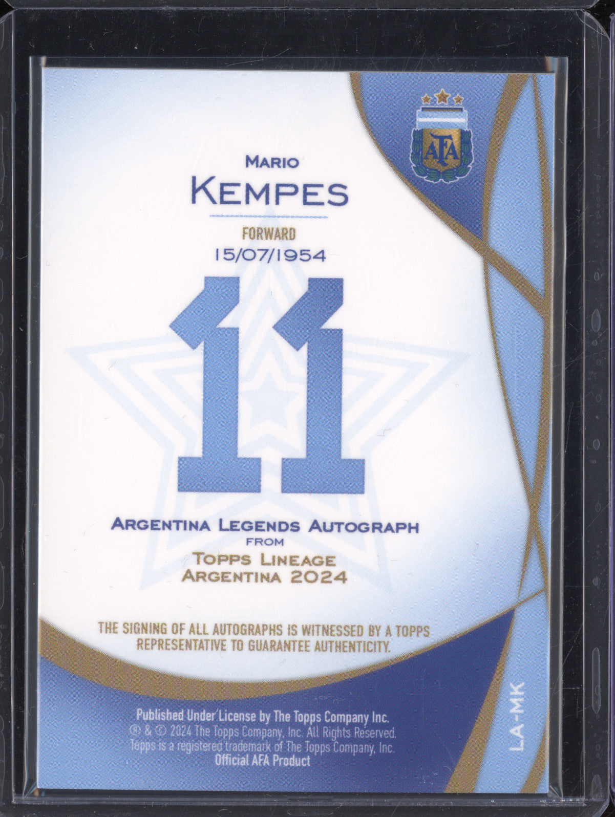 Mario Kempes 2024 Topps Lineage Argentina LA-MK Legends Auto