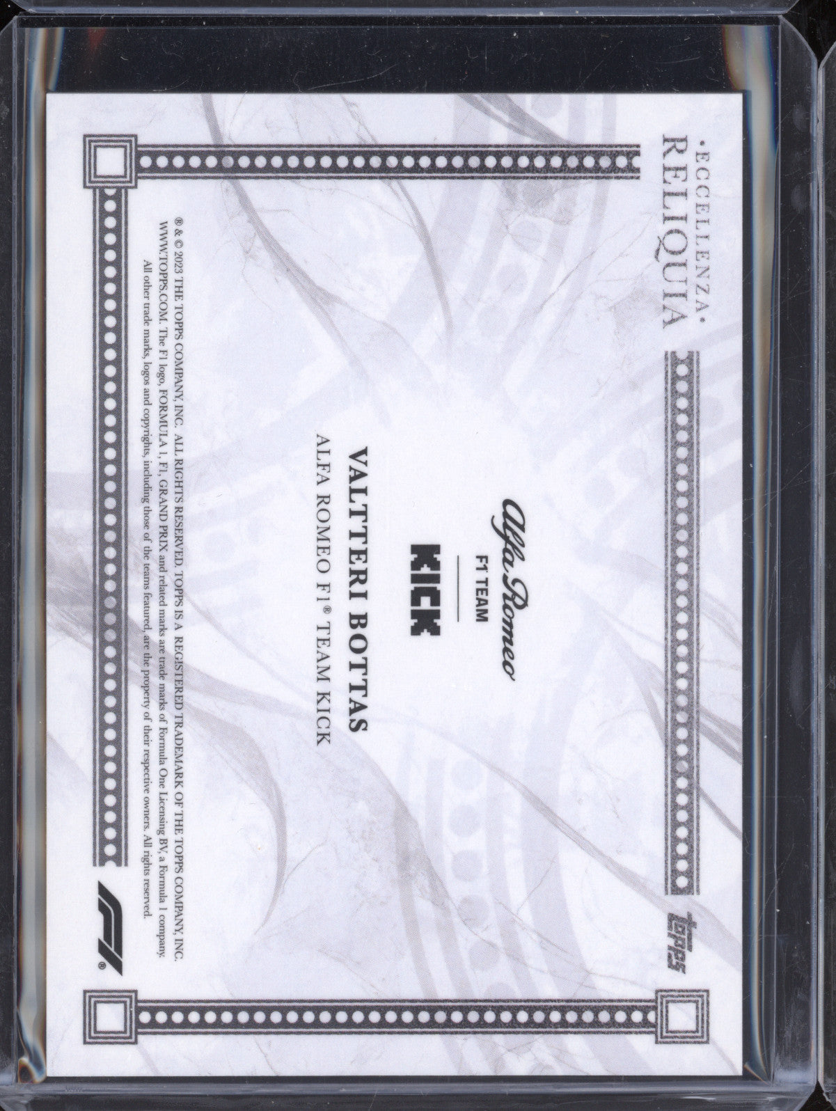 Valtteri Bottas 2023 Topps Eccellenza Reliquia Grey 55/75