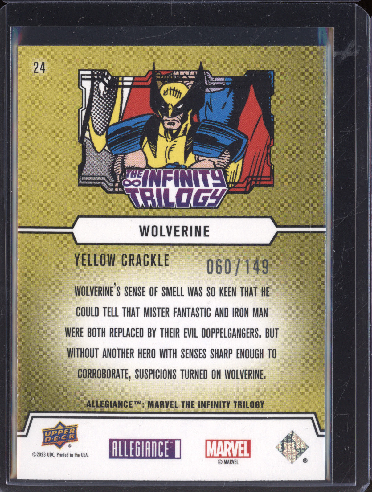 Wolverine  Upper Deck Allegiance Infinity Trilogy 24 Yellow Crackle 60/149