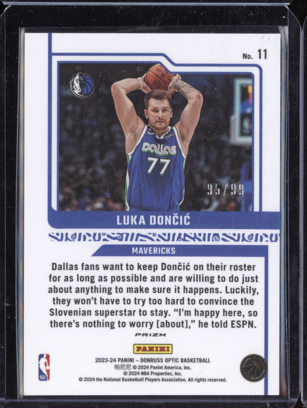 Luka Doncic 2023-24 Panini Donruss Optic 11 Red/Gold International 95/99