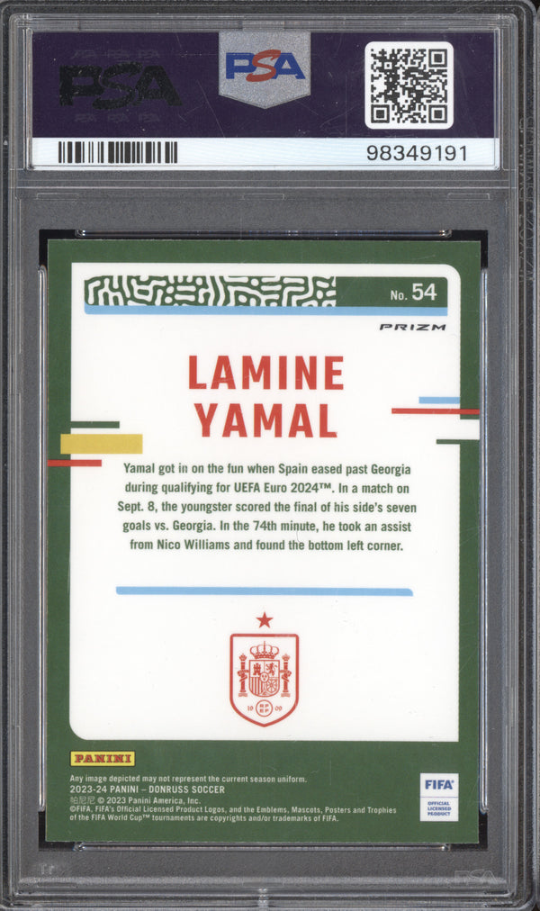 Lamine Yamal 2023-24 Panini Donruss FIFA 54 Optic Argyle RC PSA 9